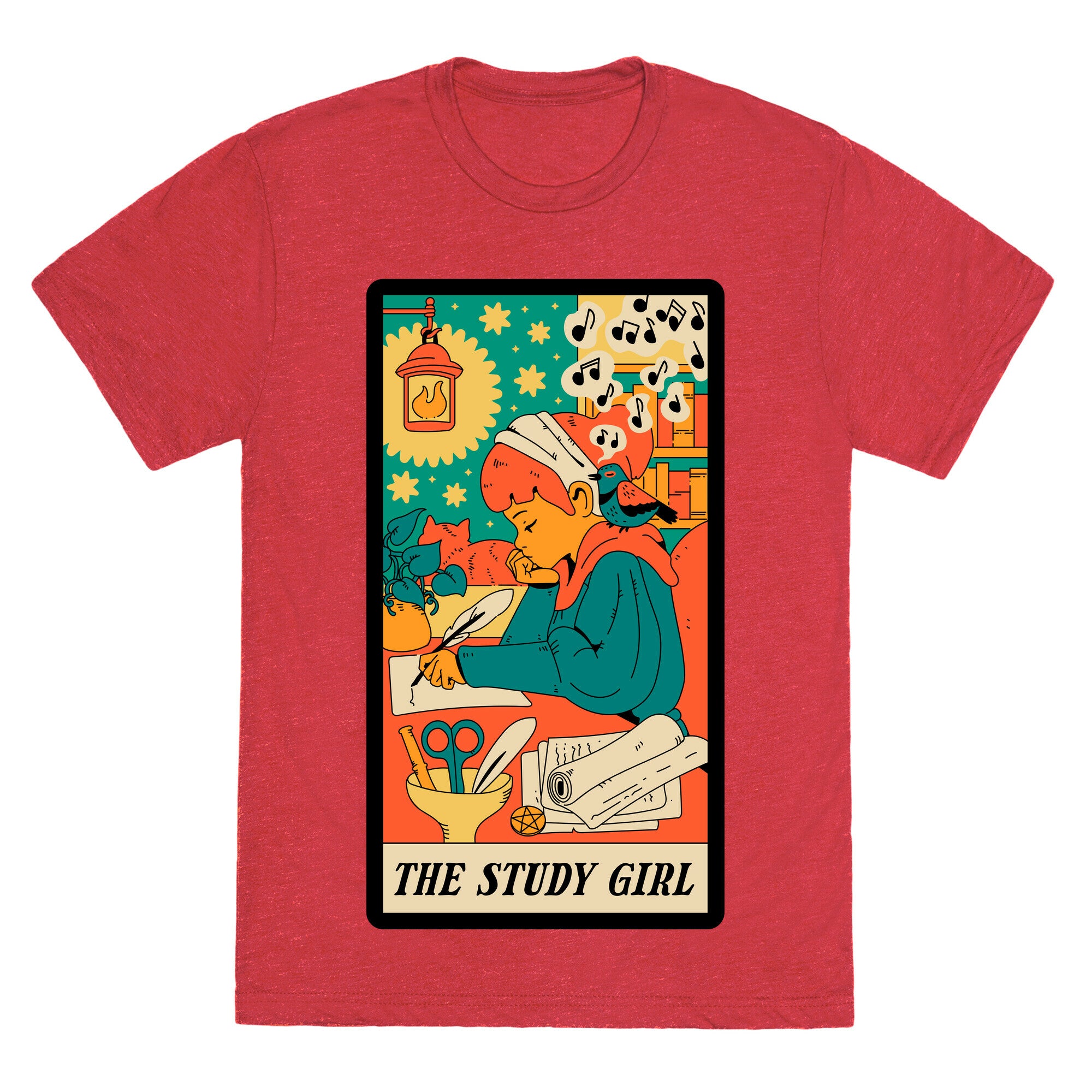 The Study Girl Tarot Card Unisex Triblend Tee